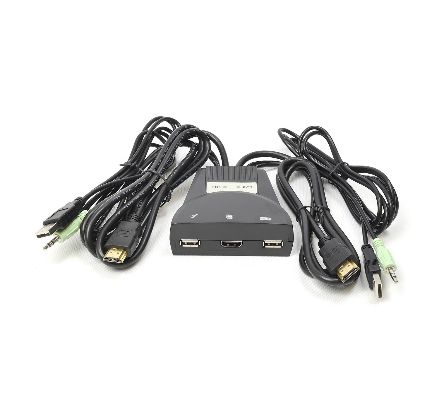 Переключатель KVM 2 порта HDMI, Audio, Microphone, 2xUSB, встроенные кабели 1.2м ,NR-MC21H, Negorack